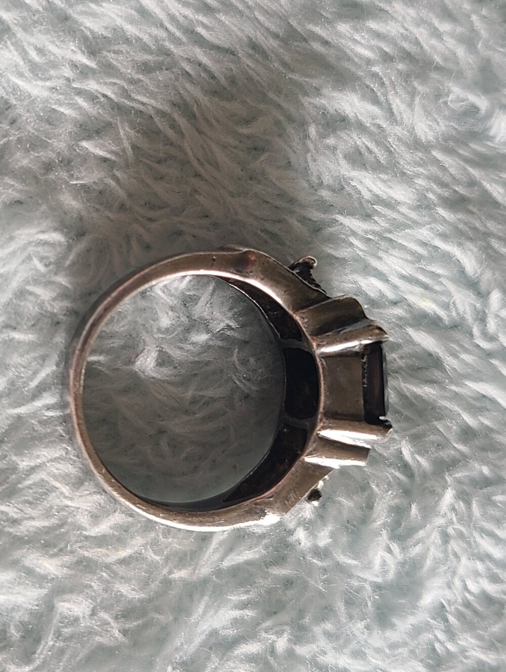 Vintage Black Onyx And Marcasite Sterling Cocktail Ring - Picture 5 of 10